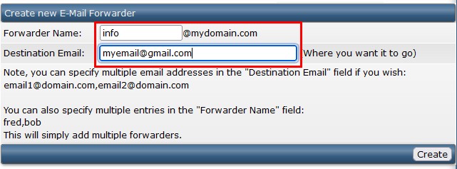 Configure Email Forwarder - Step 3