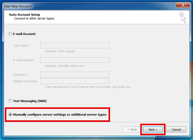 Configure Outlook 2010 IMAP Email - Step 2