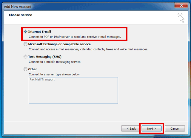 Configure Outlook 2010 IMAP Email - Step 3