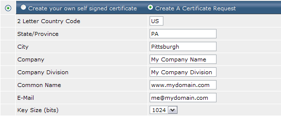 Step 1 - Generate the SSL Certificate Request